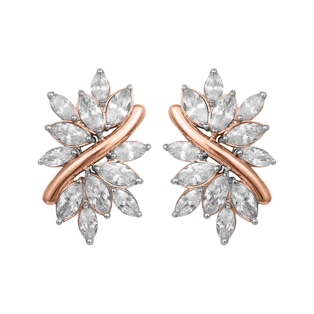Diamond Gold Loopy Bends Earrings MDER138 - Image 2
