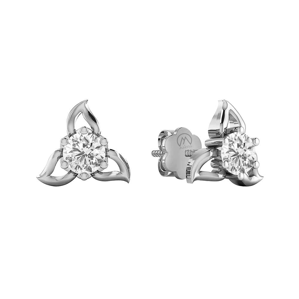 Diamond Floral 14K Gold Earrings MDER32 - Image 4