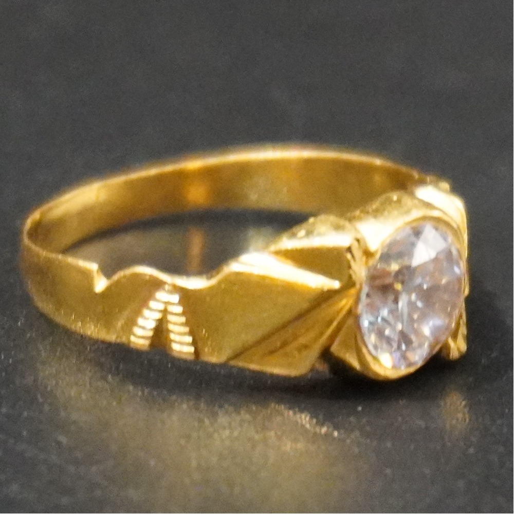 22k gold white stone ring for men