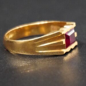22k gold red stone ring for men