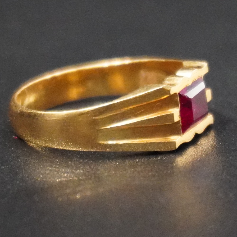 22k gold red stone ring for men