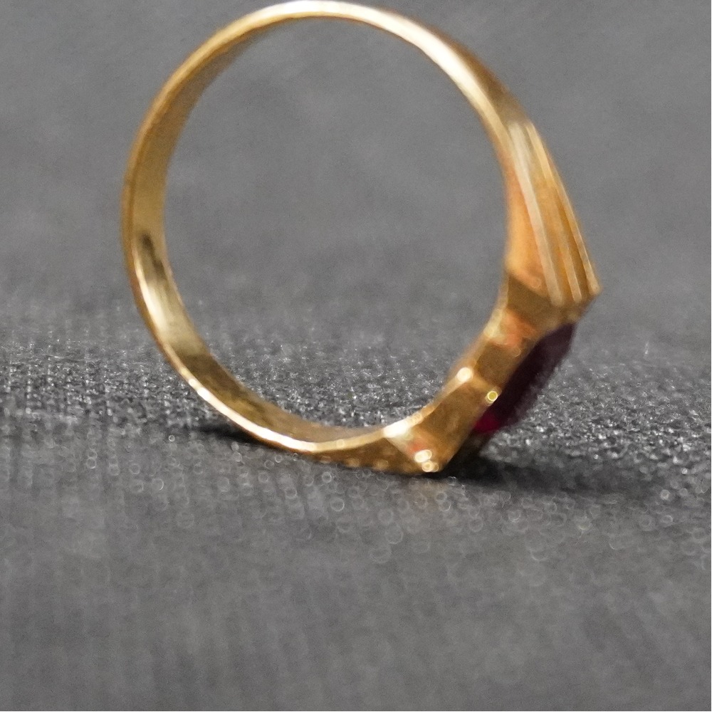 22k gold red stone ring for men