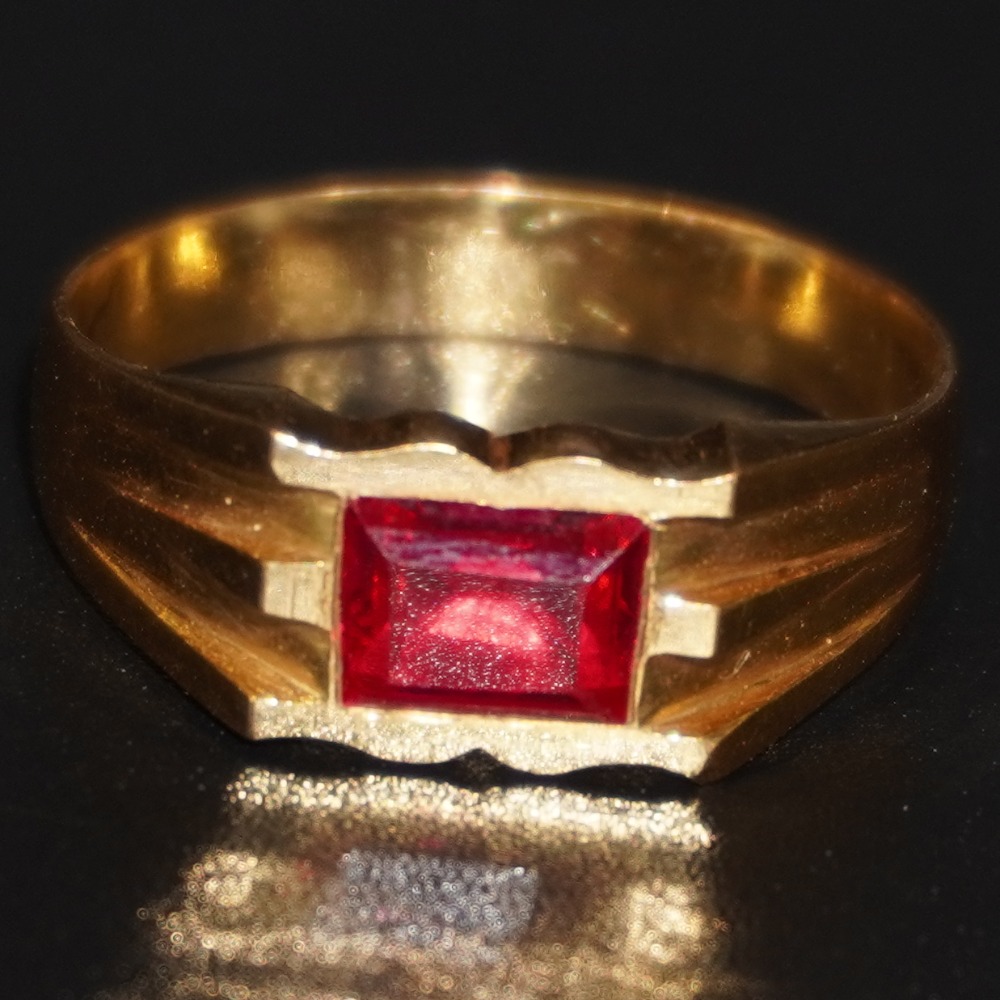 22k gold red stone ring for men