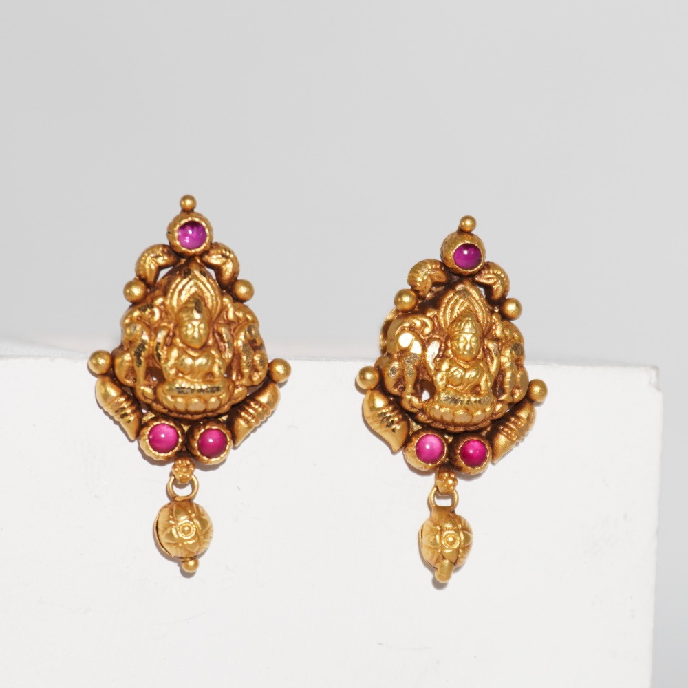 916 gold traditional handmade black polish earrings