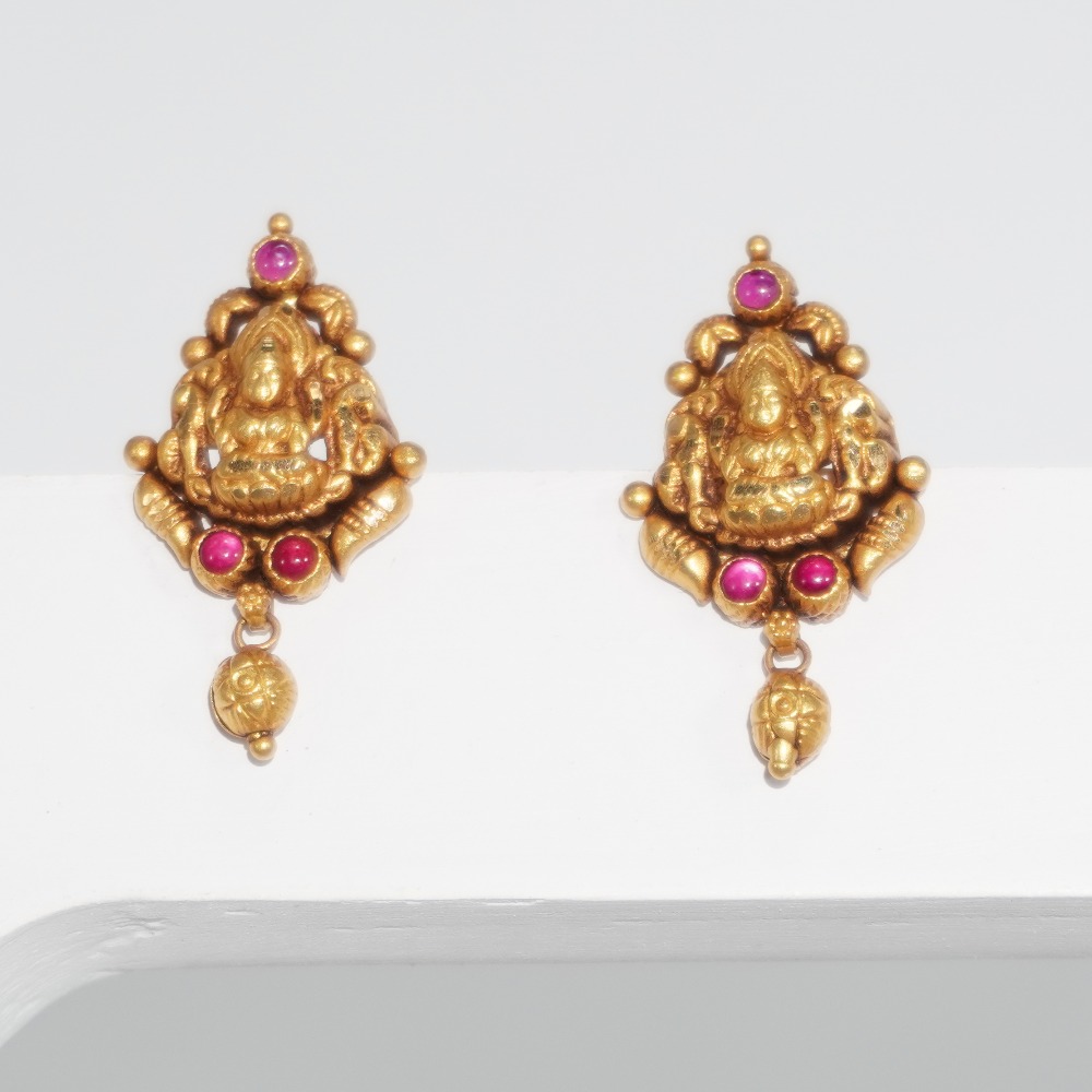 916 gold traditional handmade black polish earrings
