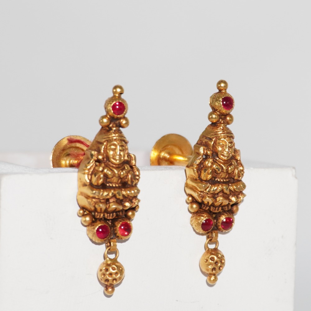 22kt gold temple design  traditional earrings