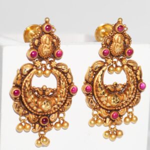 22kt gold black polish temple chand bali for ladies