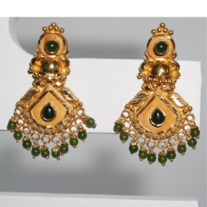 916 gold Green Stone Design earring for women