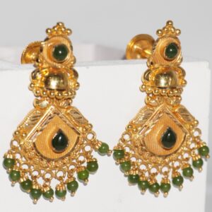 916 gold Green Stone Design earring for women