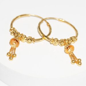916 yellow gold fancy earrings for ladies