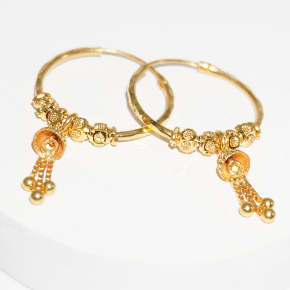 916 yellow gold fancy earrings for ladies