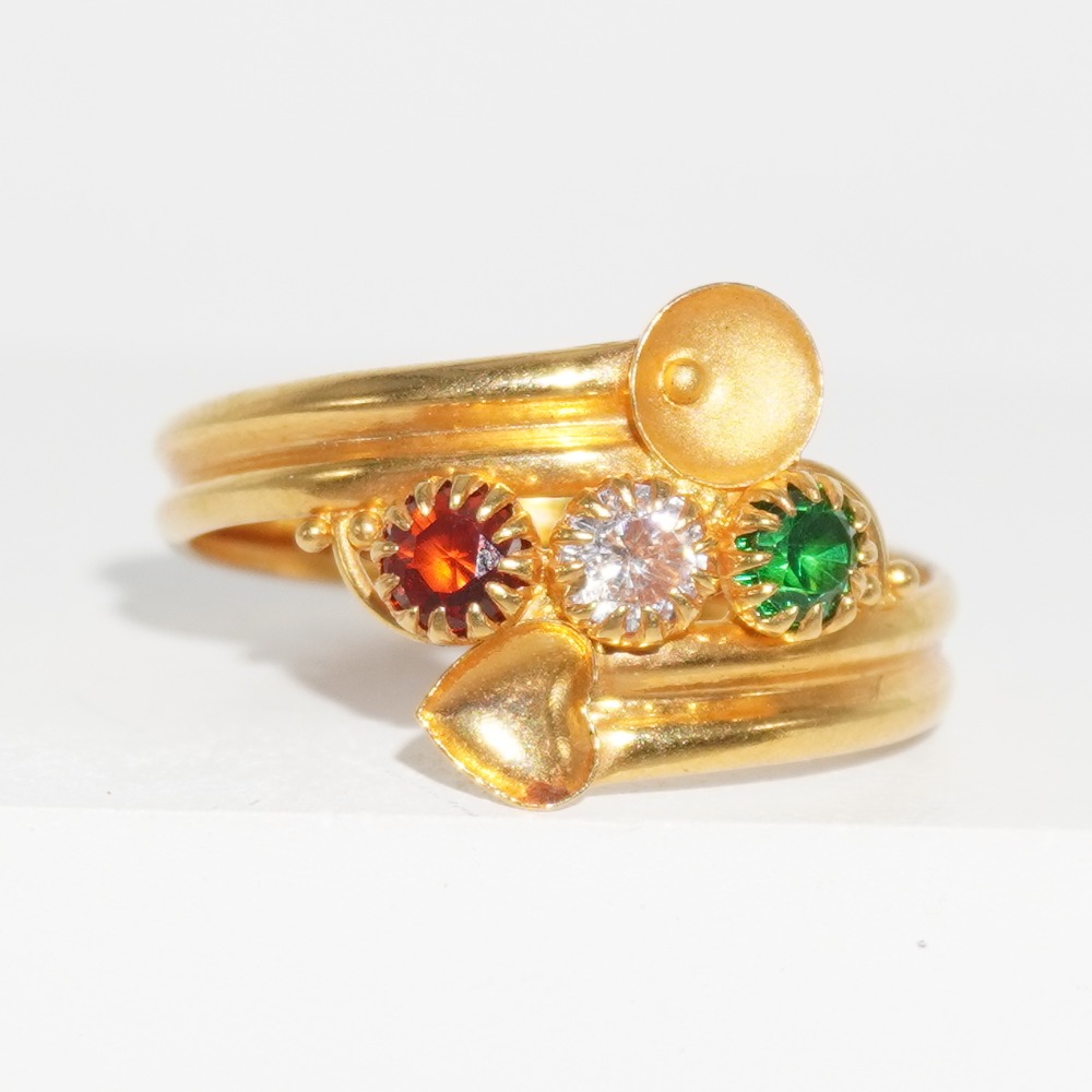 916 gold 3 Stone ring for women