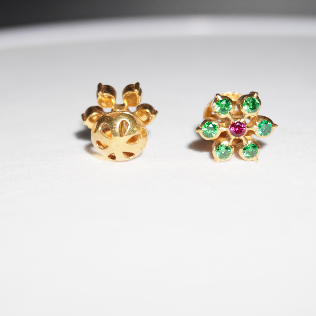 916 Gold Stone Earrings For Women