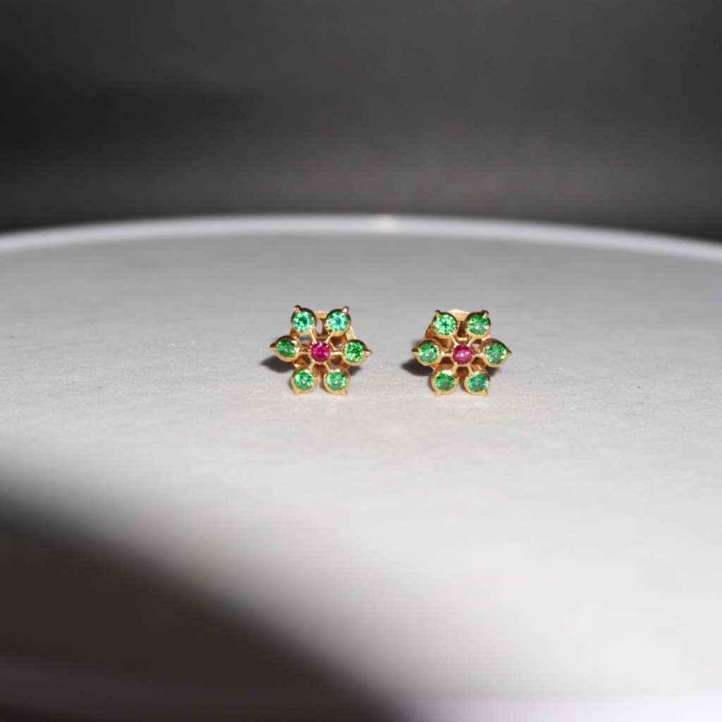 916 Gold Stone Earrings For Women