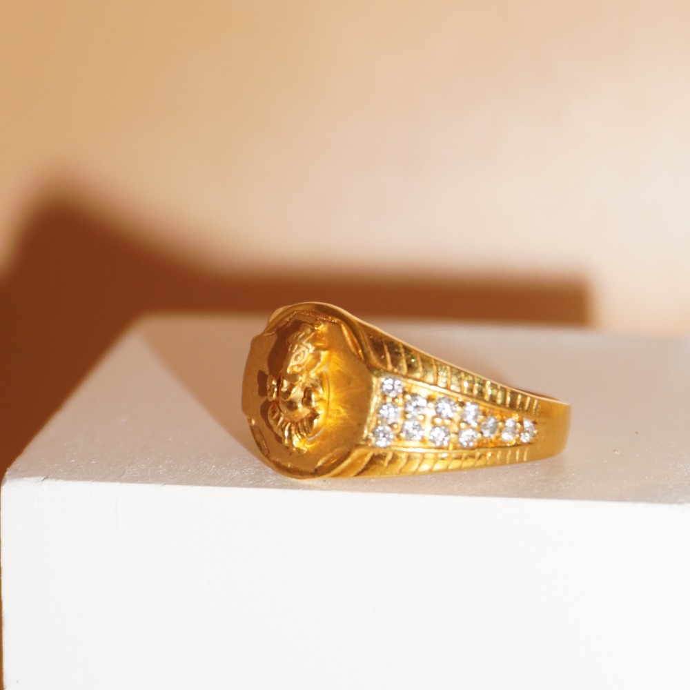 916 Gold ganapati traditional Ring for men