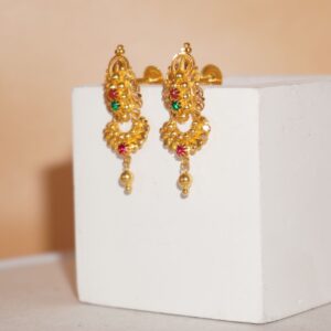 22k Gold Delicate Plain Earrings 354R160