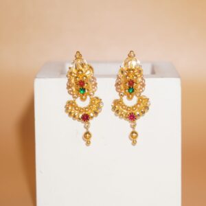 22k Gold Delicate Plain Earrings 354R160