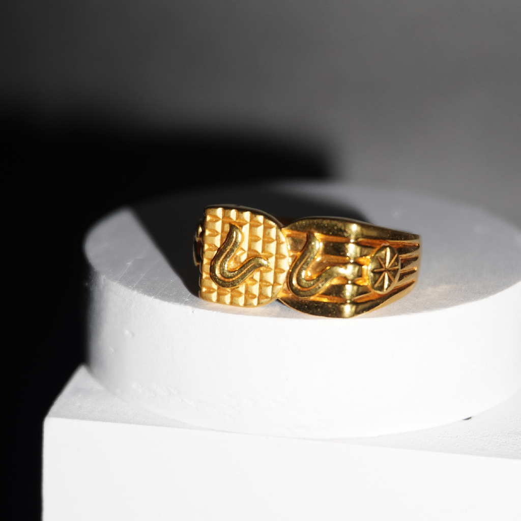 916 Gold Plain Fancy gents Ring