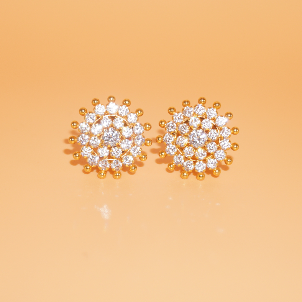 916 Gold Amethyst Floral Earrings
