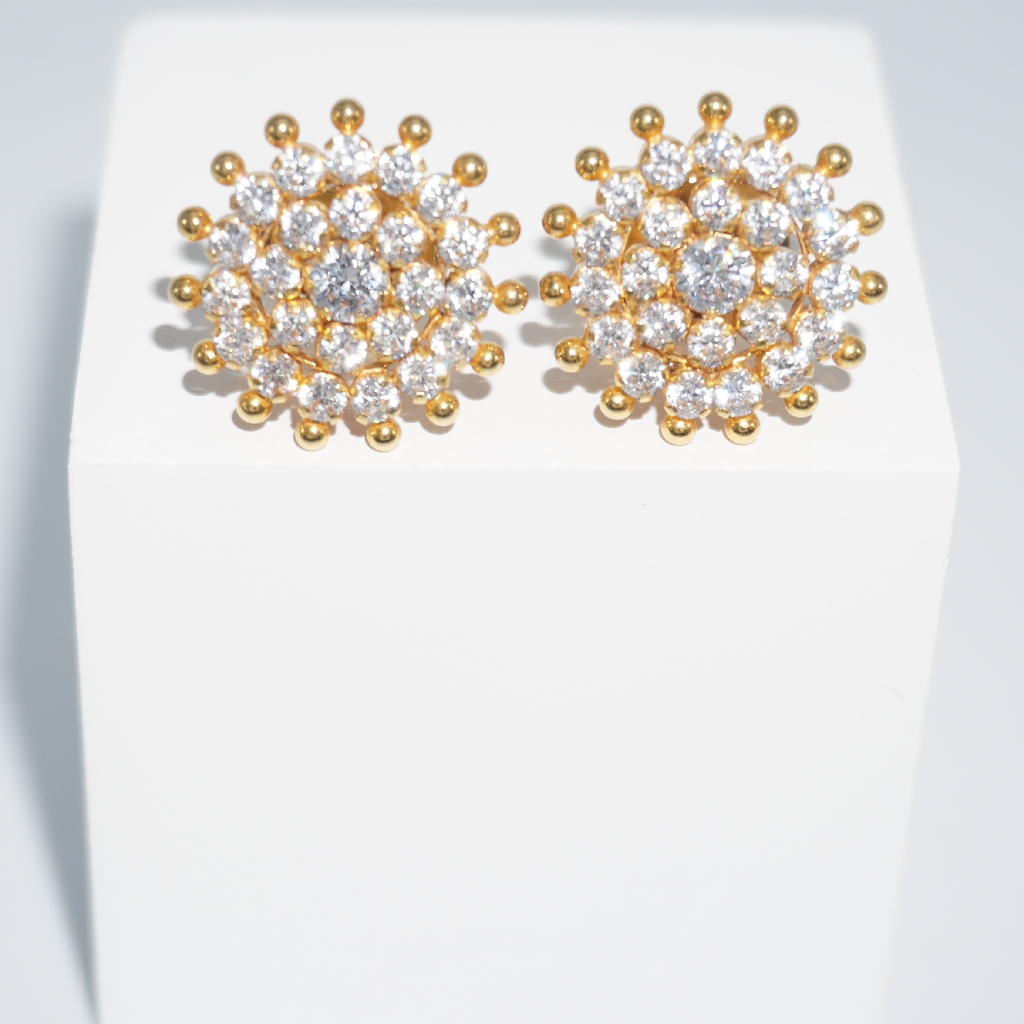 916 Gold Amethyst Floral Earrings