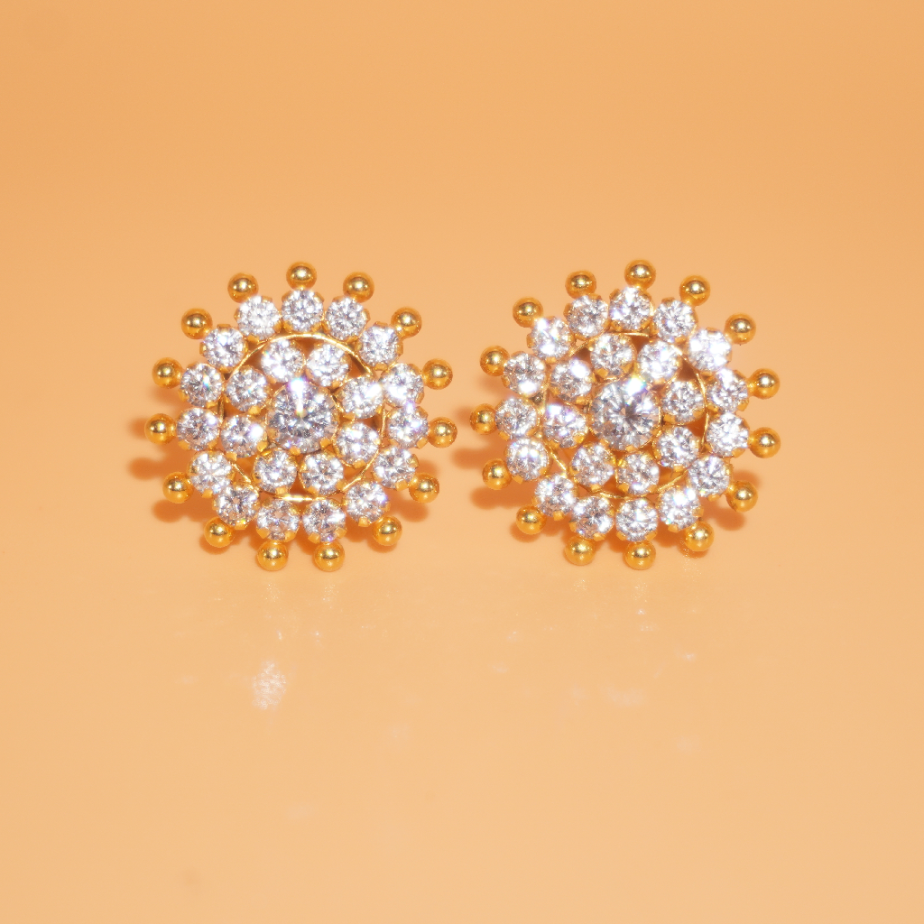 916 Gold Amethyst Floral Earrings