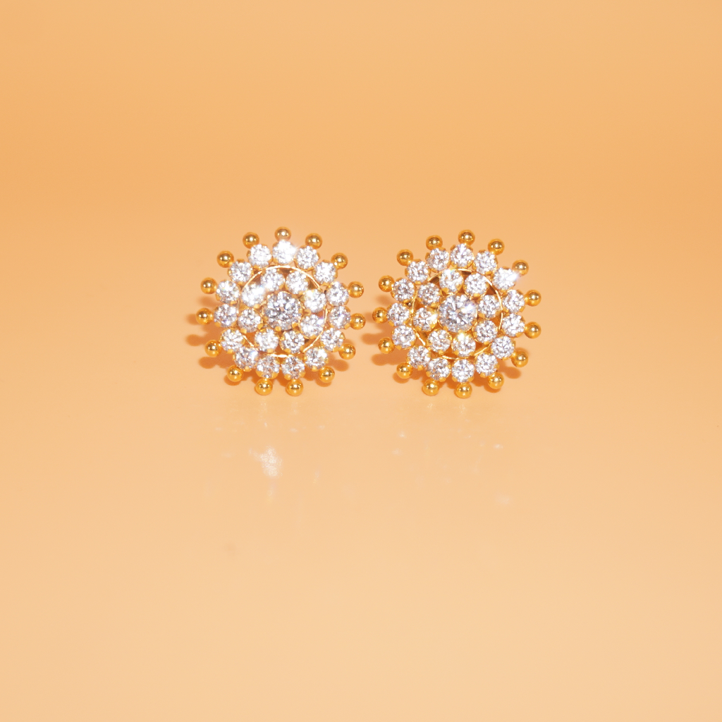 916 Gold Amethyst Floral Earrings