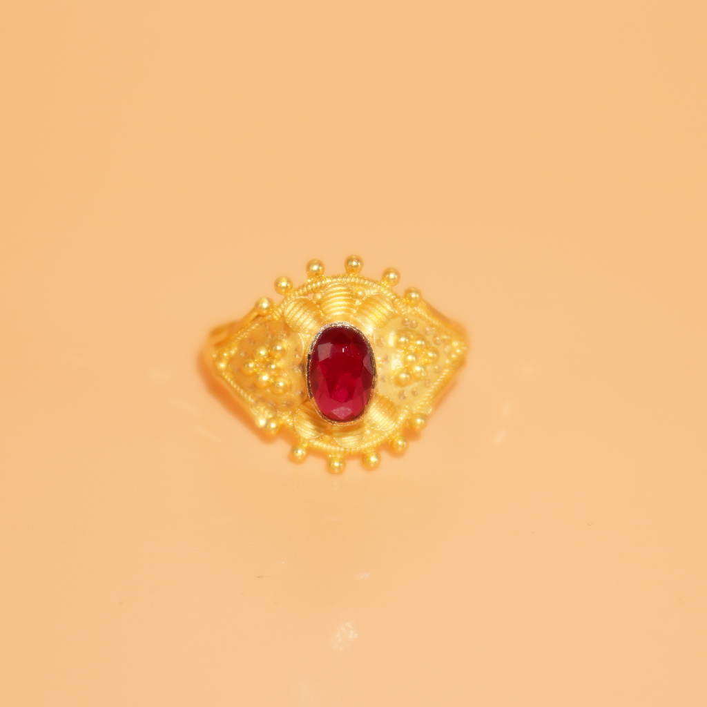 Gold With Ruby Stone Rings for Ladies