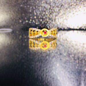 916 Gold red stone Ladies Ring