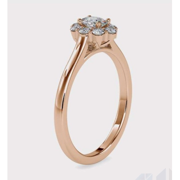 18k gold male and female ring  oval and round diamond prongs