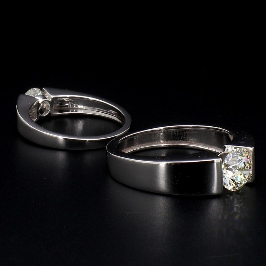 Couple ring with round brilliant 2  d vs1 lab grown diamond