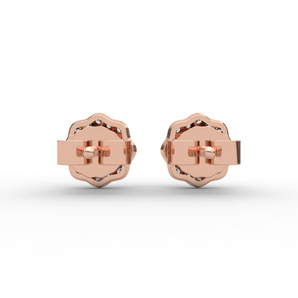 Art Deco Floral Style Stud Diamond Earrings