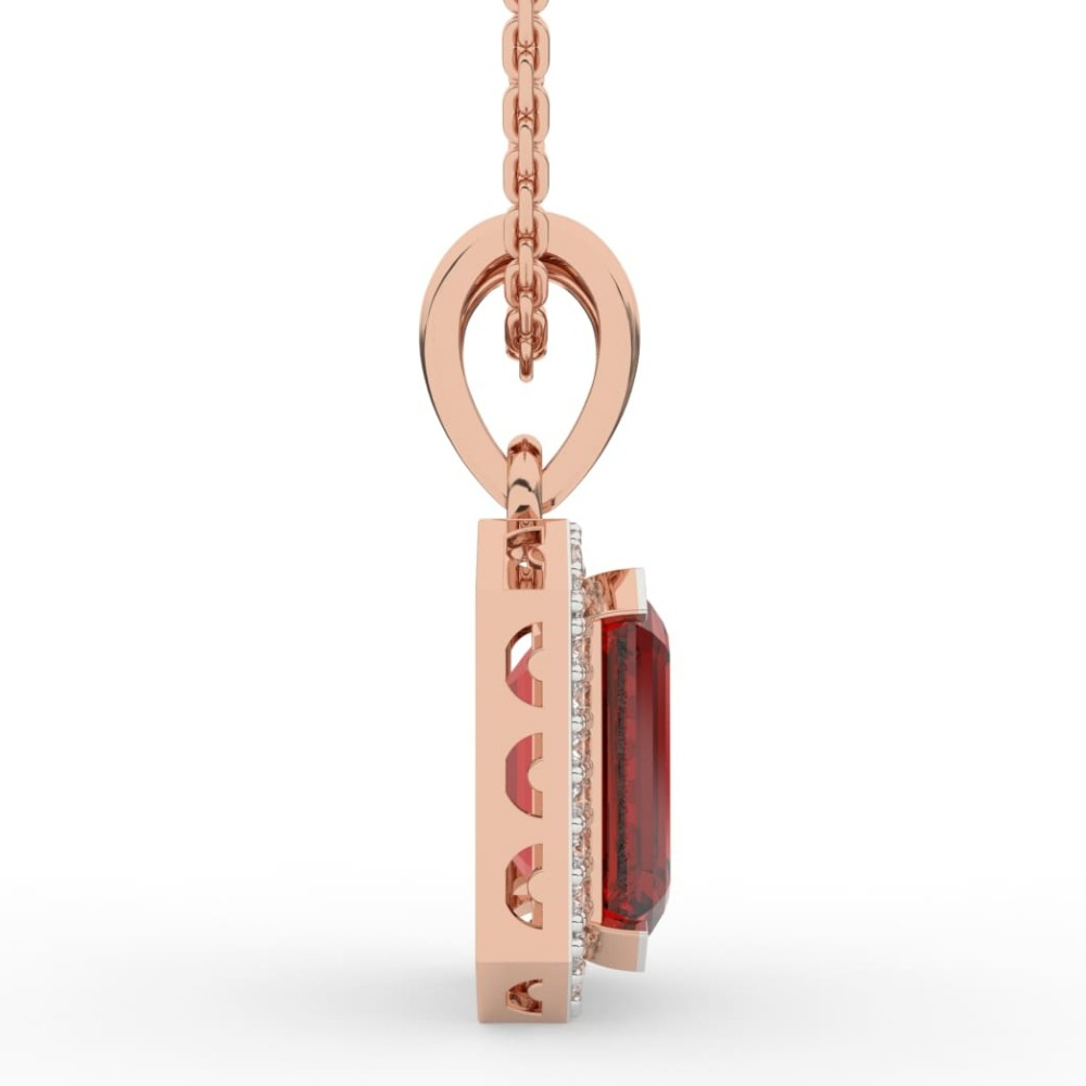 Ruby Halo Emerald Diamond Pendant