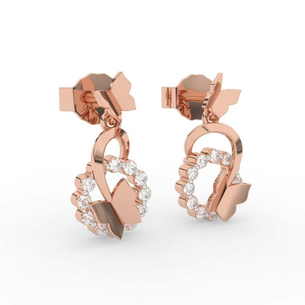 Butterfly Style Diamond Dangle Earrings