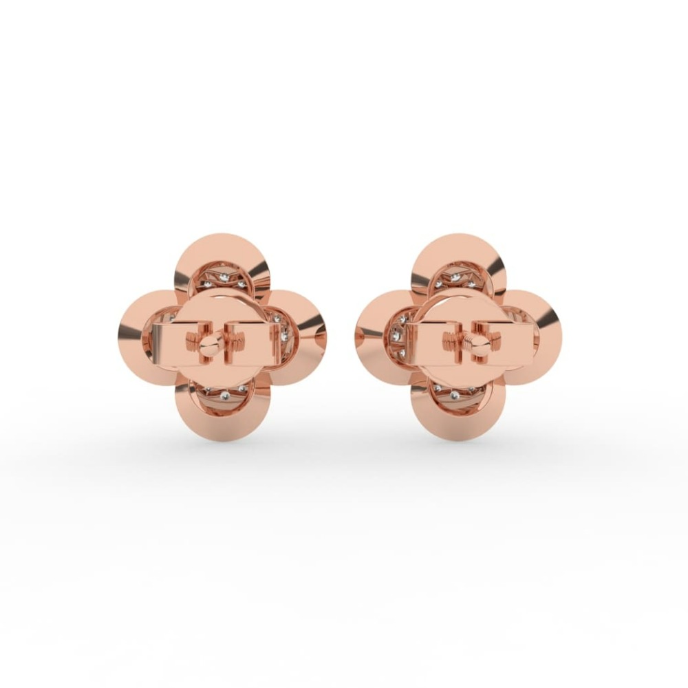 Solitaire Floral Lab Grown Diamond Stud Earrings