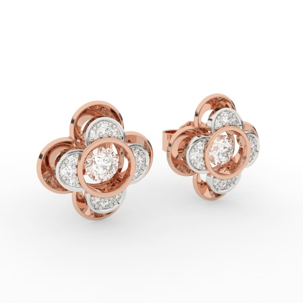 Solitaire Floral Lab Grown Diamond Stud Earrings