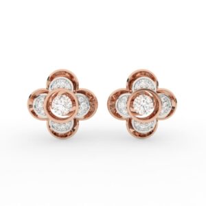Solitaire Floral Lab Grown Diamond Stud Earrings