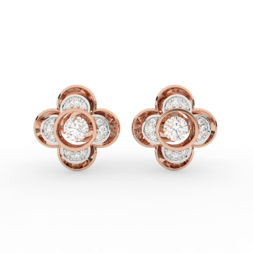 Solitaire Floral Lab Grown Diamond Stud Earrings