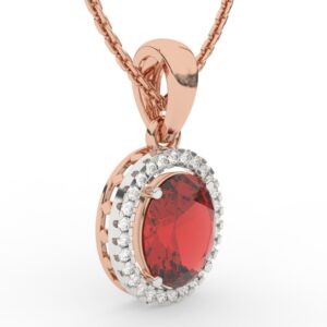 Oval Glimmer With Ruby Pendant