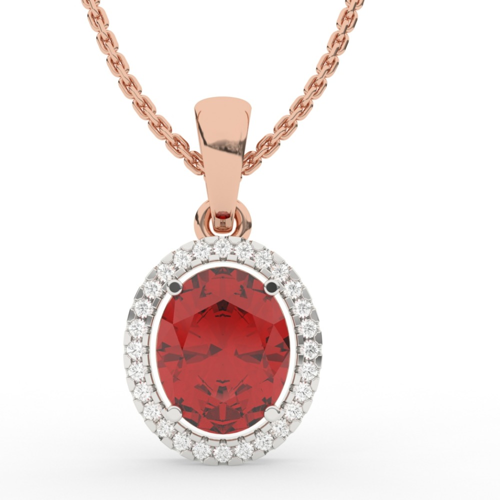 Oval Glimmer With Ruby Pendant