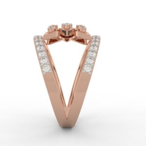 Tulip Flower Pattern Diamond Wedding Ring