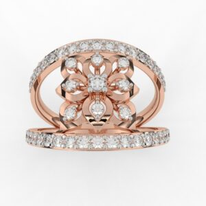 Tulip Flower Pattern Diamond Wedding Ring
