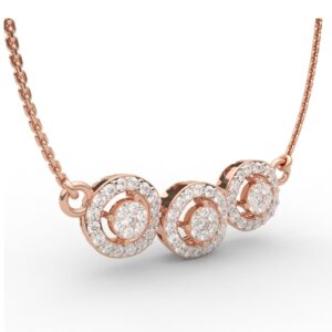 Three Halo Unique Diamond Pendant Set