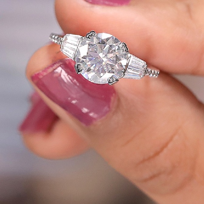 1.89ct Round Moissanite Diamond Ring for Girls