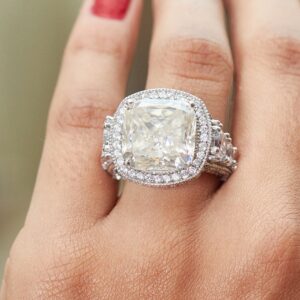 10.43ct Cushion Cut Moissanite Diamond Ring for Wedding