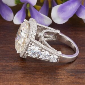 10.43ct Cushion Cut Moissanite Diamond Ring for Wedding