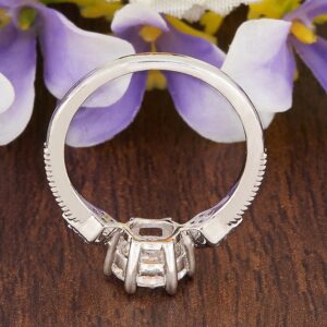 Round moissanite silver ring for girls