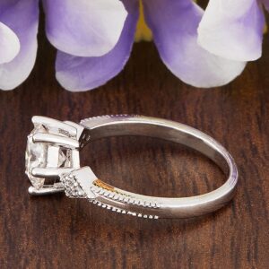 Round moissanite silver ring for girls