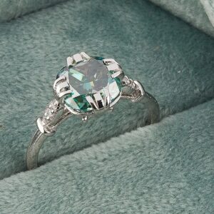 2.60ct blue cushion cut moissanite ring for girls