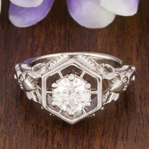 1.205ct Round Moissanite Silver Ring for Gift