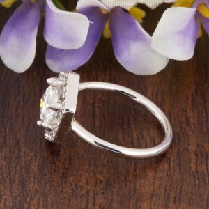 1.76ct Round Moissanite Ring in hexagonal Shape